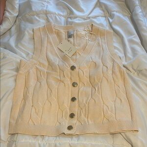 Cream Cable Knit Cardigan Sweater